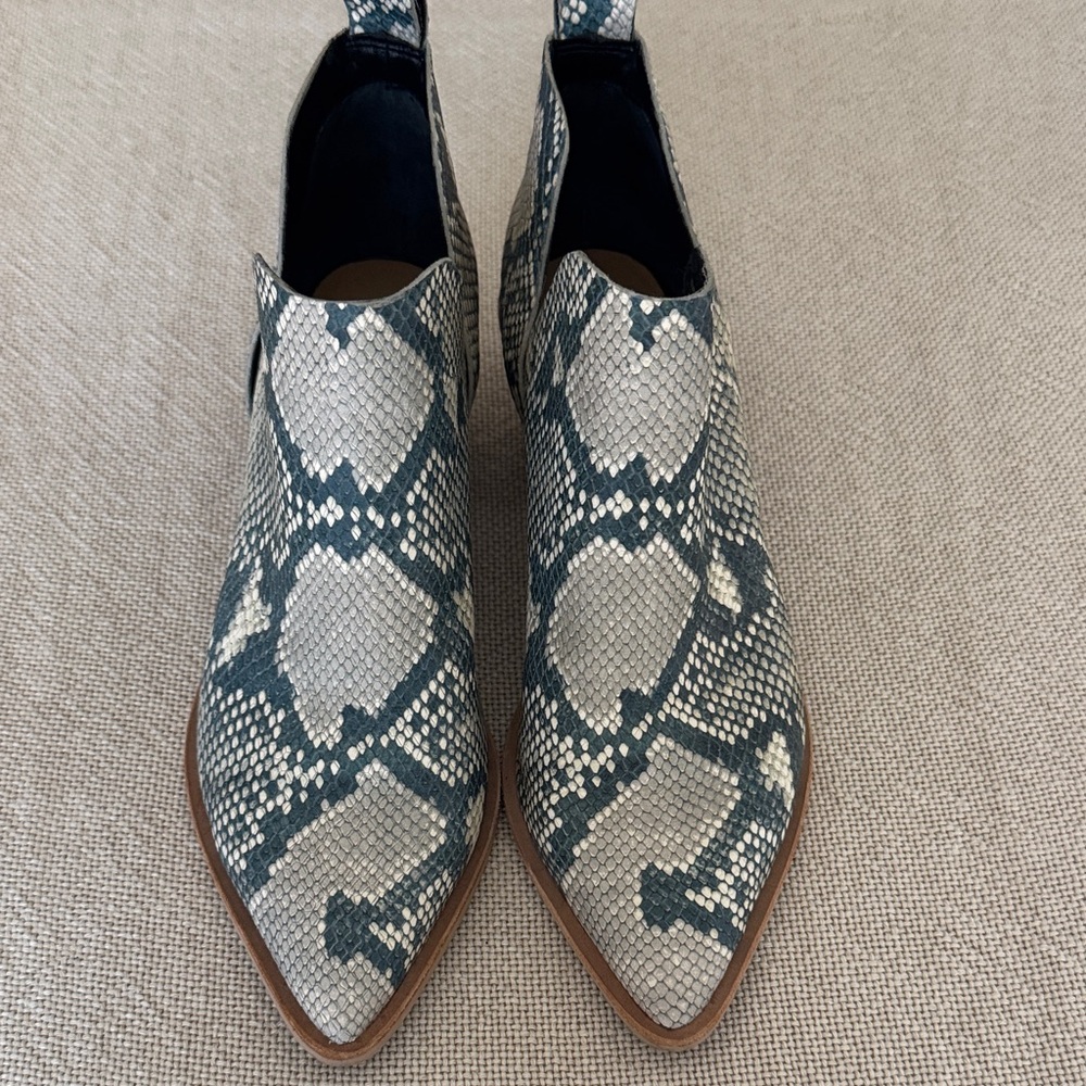 Dolce Vita Blue and White Patterned Ankle Boots